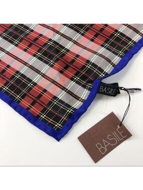 𝅺BASILE NEW silk twilly triangle scarf Heritage classic checks plaid